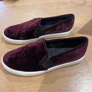 VINCE Blair Velvet Slip-On Sneakers Merlot